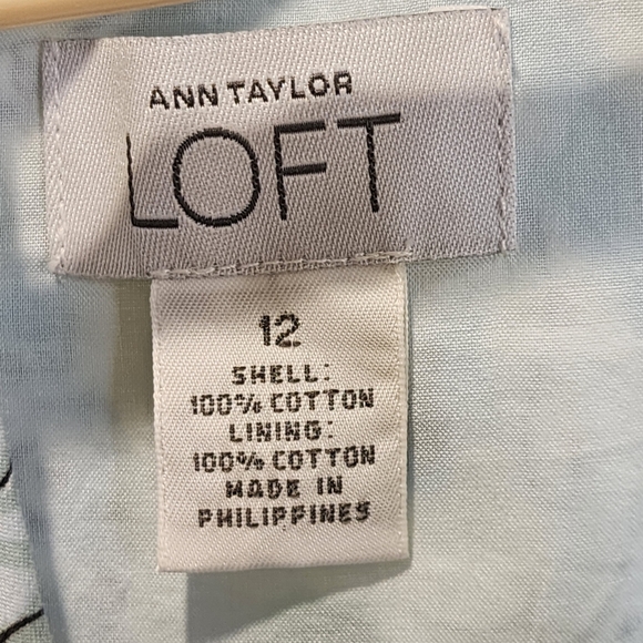 LOFT Women's Floral.Light Blue Cotton Midi Dress Size 12 - Picture 2 of 12